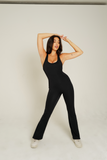 SPORTYFLEX- ONYX OPEN-BACK FLARE JUMPSUIT