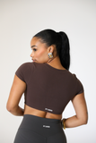 CLOUD91 - HOT CHOCOLATE V-NECK CROP TOP