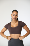 CLOUD91 - HOT CHOCOLATE V-NECK CROP TOP