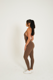 SPORTYFLEX- MOCHA OPEN RACERBACK JUMPSUIT