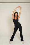 SPORTYFLEX- ONYX OPEN-BACK FLARE JUMPSUIT