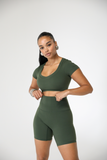 CLOUD91 - EVERGREEN V-NECK CROP TOP