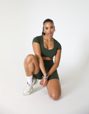 CLOUD91 - EVERGREEN V-NECK CROP TOP