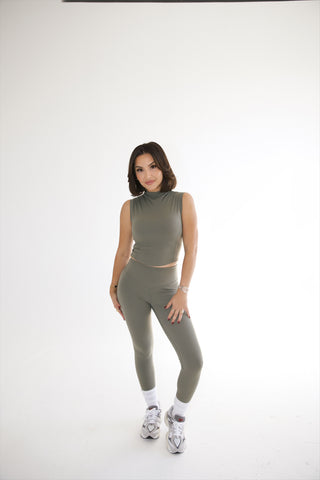 CASUAL ALLURE - MARTINI OLIVE MOCK NECK TOP