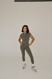 CASUAL ALLURE -MARTINI OLIVE SHORT SLEEVE LONGLINE TOP