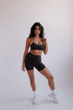 SECOND SKIN -  RICH CHARCOAL HIGHWAISTED SHORTS